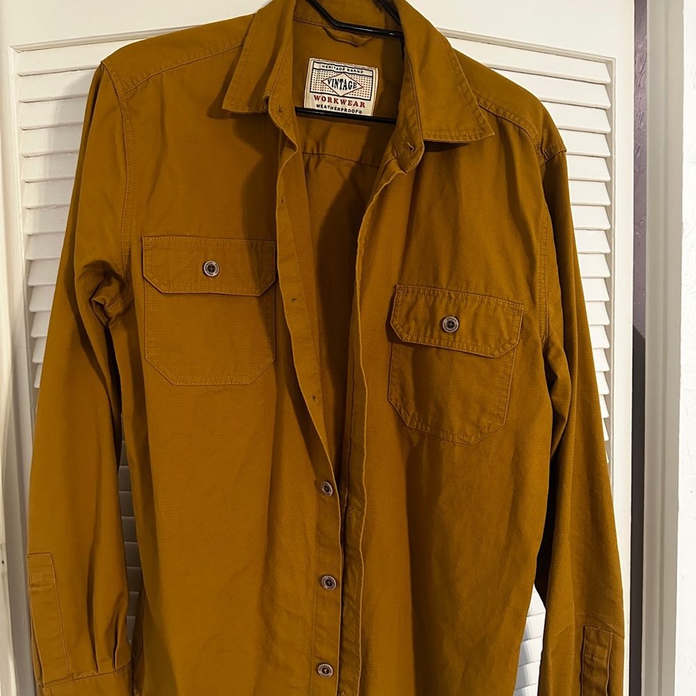 Vintage Workwear Mustard Button-Up Shirt